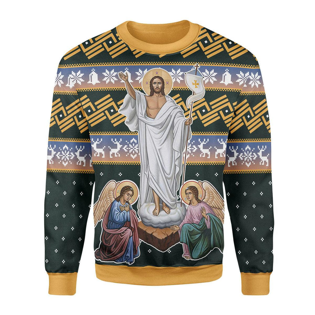 OodieGang Jesus Christ Victorious Resurrection Christmas Sweater - OodieGang.com