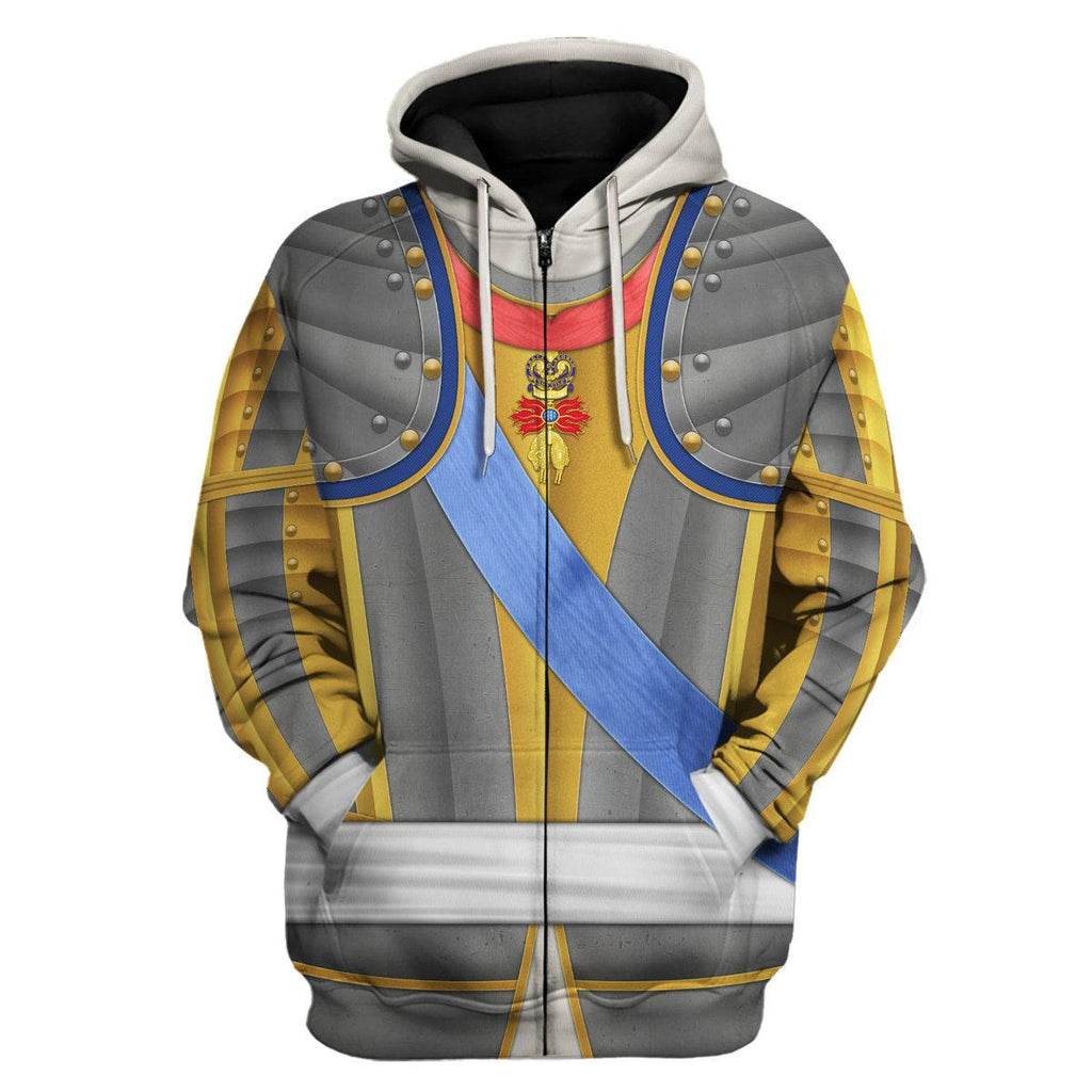 Oodiegang Louis Louis XV of France Armour Costume All Over Print Hoodie Sweatshirt T-Shirt Tracksuit - Oodiegang.com