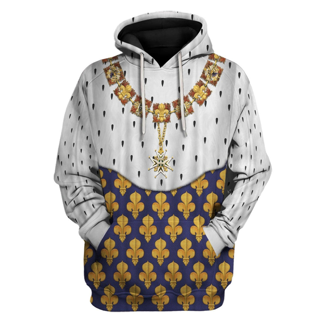 Oodiegang Louis XIII of France in Coronation Robes Costume All Over Print Hoodie Sweatshirt T-Shirt Tracksuit - Oodiegang.com