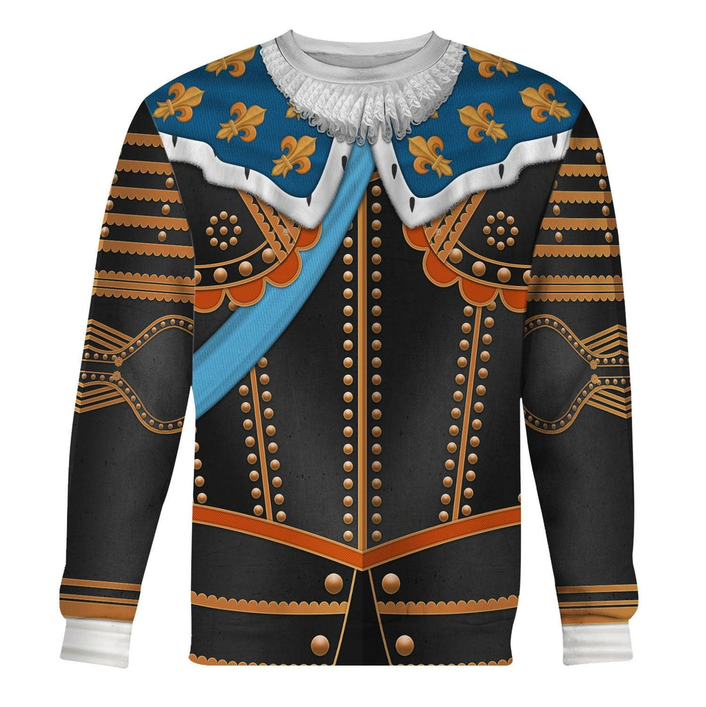 Oodiegang Louis XIII of France Warrior King Costume All Over Print Hoodie Sweatshirt T-Shirt Tracksuit - Oodiegang.com