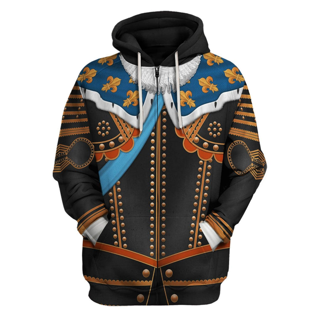 Oodiegang Louis XIII of France Warrior King Costume All Over Print Hoodie Sweatshirt T-Shirt Tracksuit - Oodiegang.com