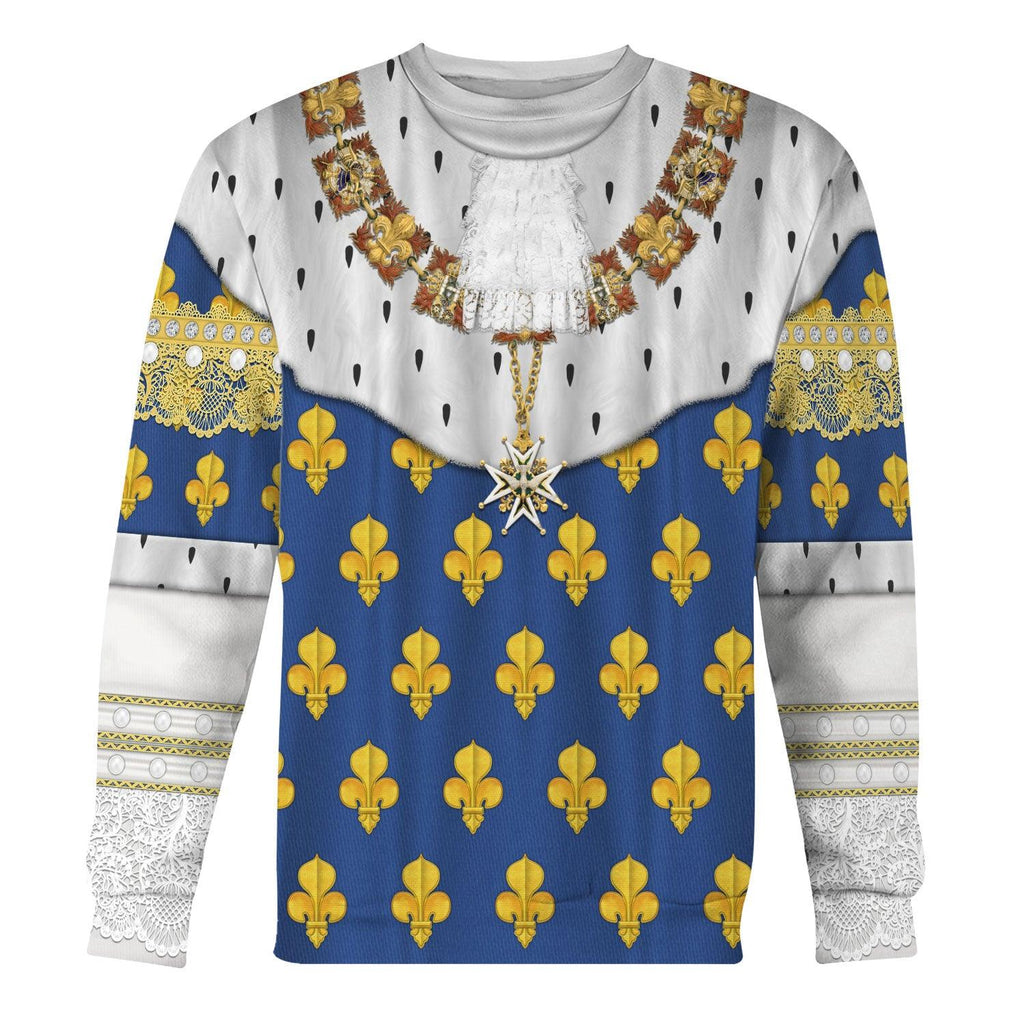 Oodiegang Louis XIV of France in Coronation Robes Costume All Over Print Hoodie Sweatshirt T-Shirt Tracksuit - Oodiegang.com