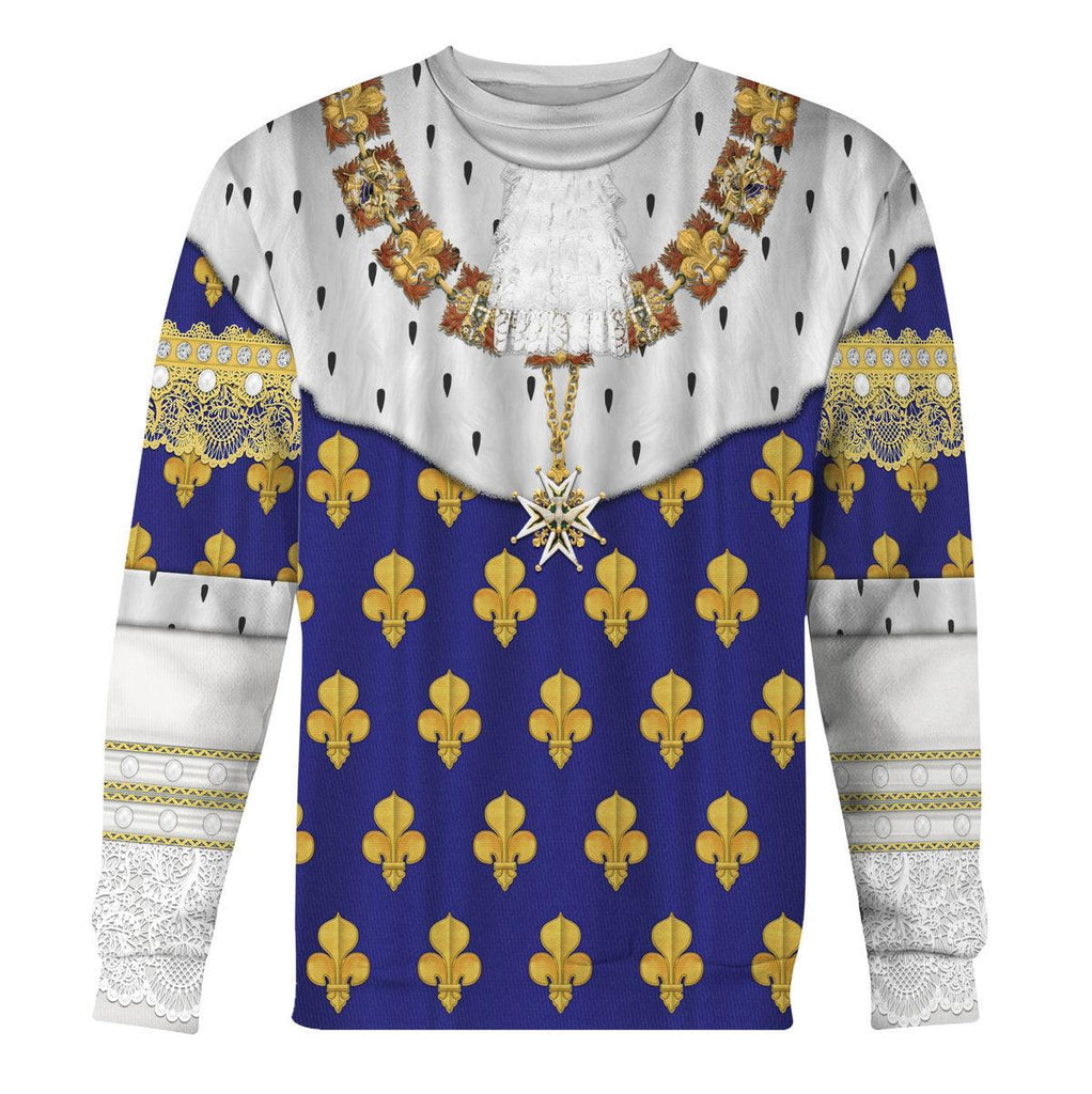 Oodiegang Louis XV of France in Coronation Robes Costume All Over Print Hoodie Sweatshirt T-Shirt Tracksuit - Oodiegang.com