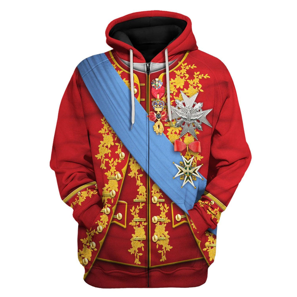 Oodiegang Louis XV of France Uniform All Over Print Hoodie Sweatshirt T-Shirt Tracksuit - Oodiegang.com