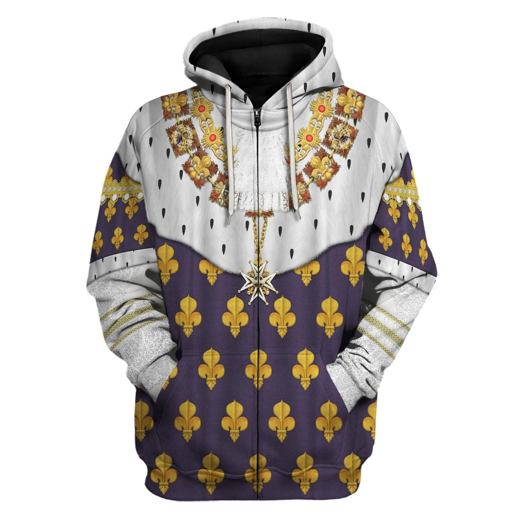 Oodiegang Louis XVI of France in Coronation Robes Costume All Over Print Hoodie Sweatshirt T-Shirt Tracksuit - Oodiegang.com