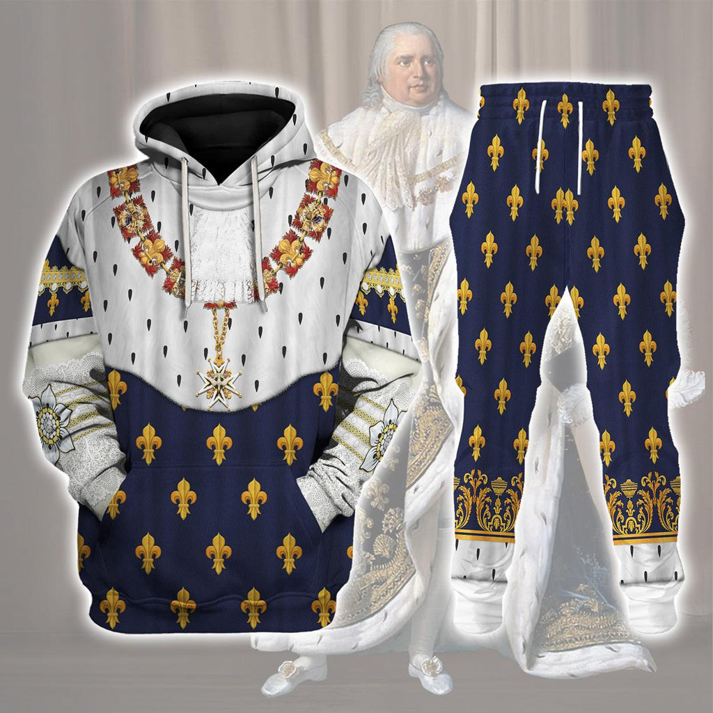 Oodiegang Louis XVIII of France in Coronation Robes Costume All Over Print Hoodie Sweatshirt T-Shirt Tracksuit - Oodiegang.com