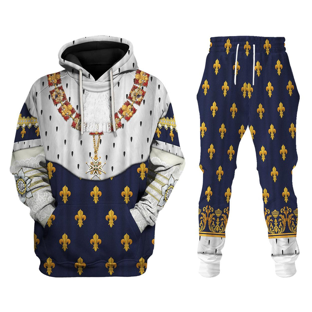 Oodiegang Louis XVIII of France in Coronation Robes Costume All Over Print Hoodie Sweatshirt T-Shirt Tracksuit - Oodiegang.com