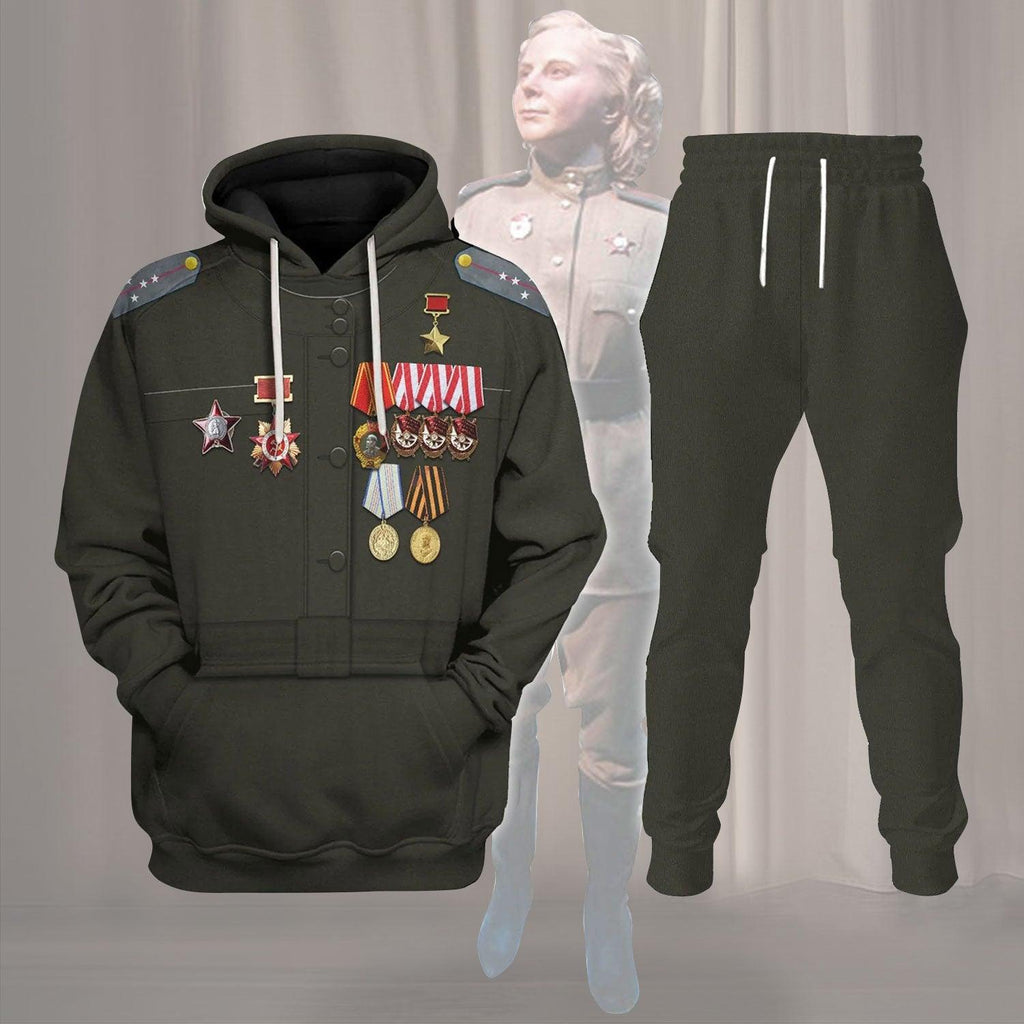 OodieGang Lydia Litvyak WWII Fighter Pilot Costume Hoodie Sweatshirt T-Shirt Tracksuit - OodieGang.com