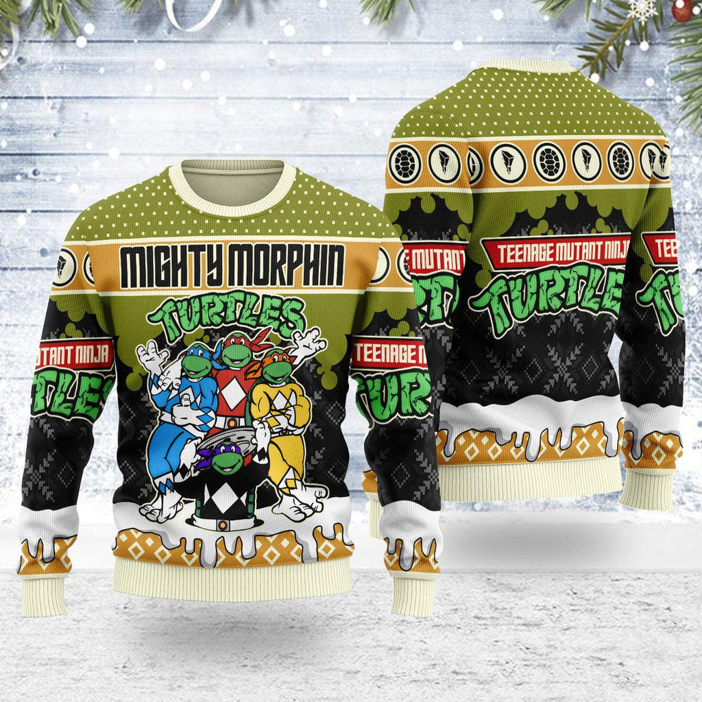 OodieGang Merry Christmas Mighty Morphin Turtles Unisex Wool Sweater - OodieGang.com