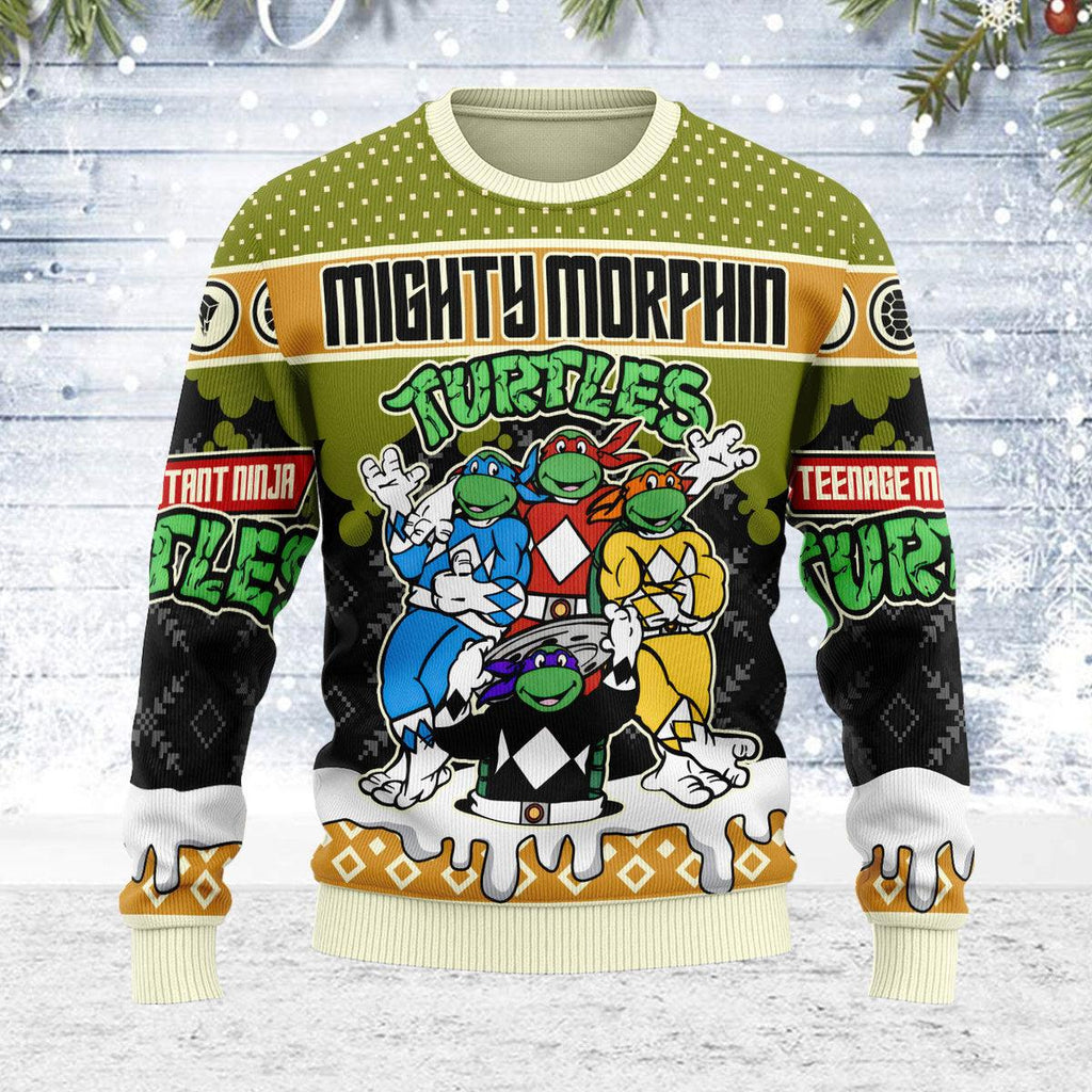 OodieGang Merry Christmas Mighty Morphin Turtles Unisex Wool Sweater - OodieGang.com