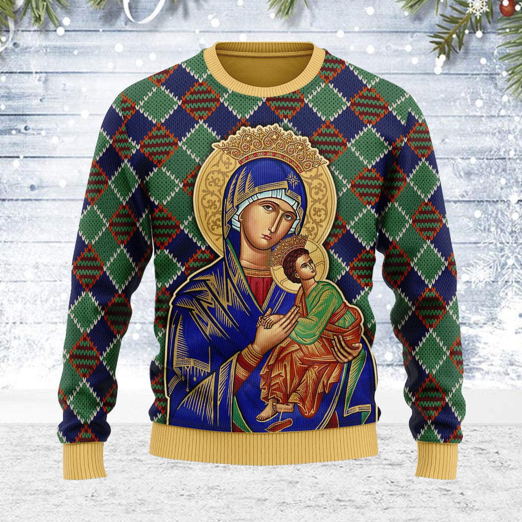 OodieGang Our Lady of Perpetual Help Crowned Christmas Sweater - OodieGang.com