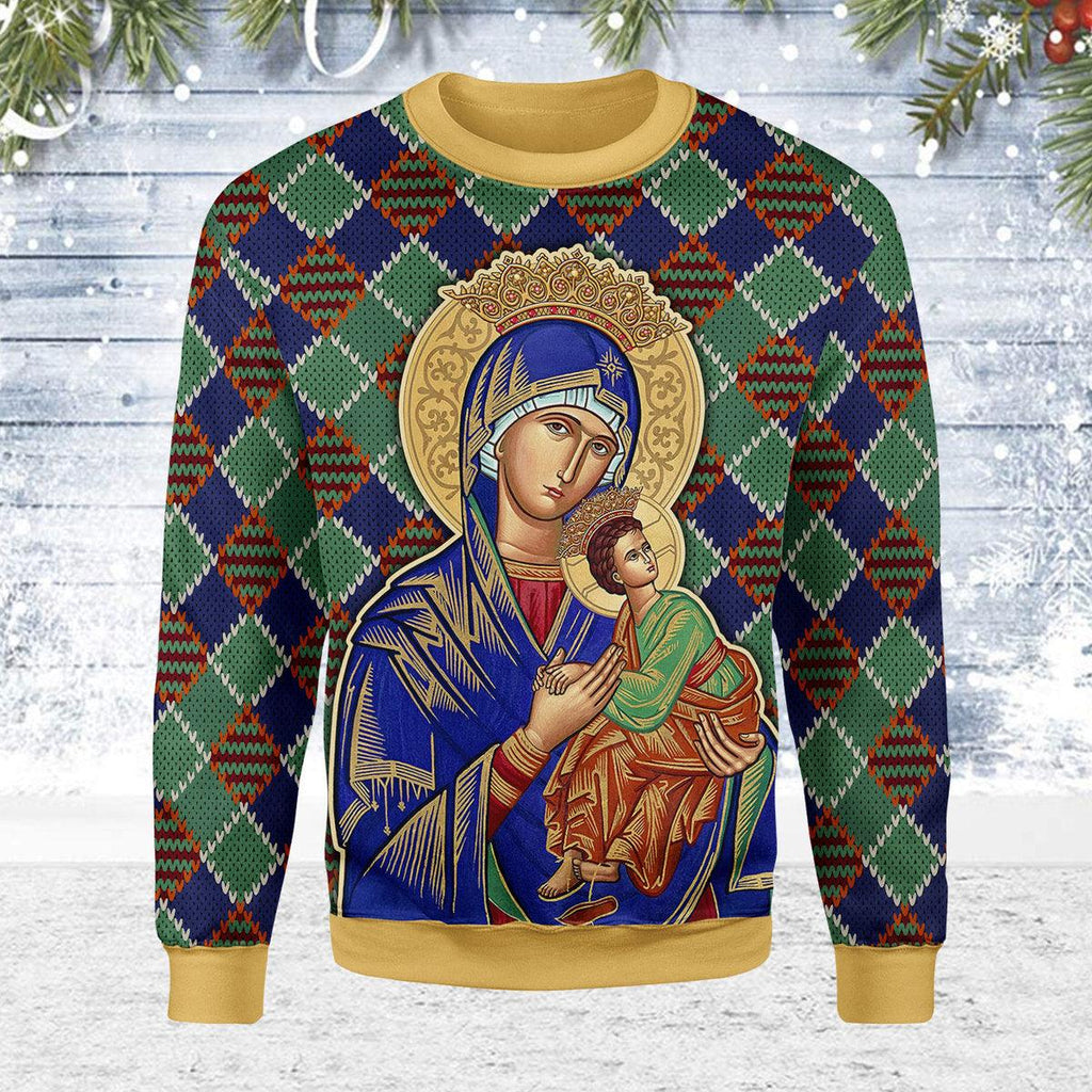 OodieGang Our Lady of Perpetual Help Crowned Christmas Sweater - OodieGang.com