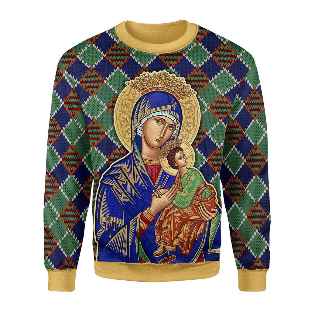 OodieGang Our Lady of Perpetual Help Crowned Christmas Sweater - OodieGang.com