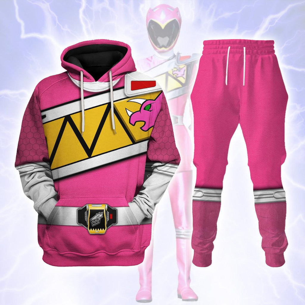 OodieGang Pink Power Rangers Dino Charge Hoodies Sweatshirt T-shirt Hawaiian Tracksuit - OodieGang.com