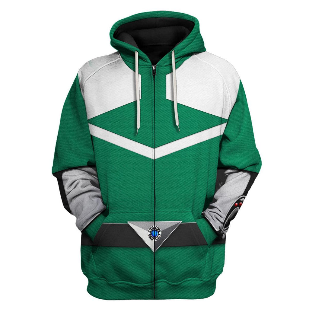 OodieGang Power Rangers Time Force (2001) Green Hoodies Sweatshirt T-shirt Hawaiian Tracksuit - OodieGang.com