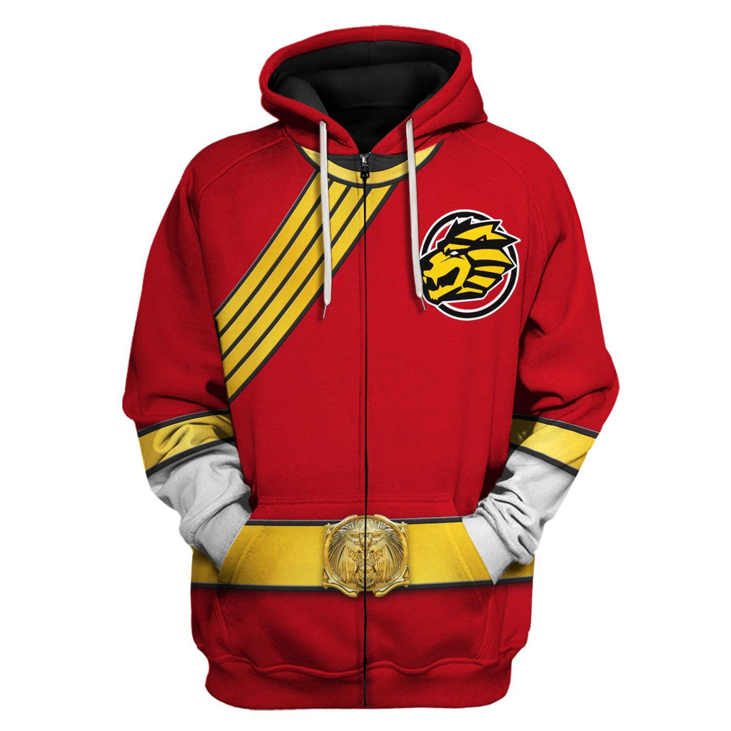 OodieGang Power Rangers Wild Force Red Costume Hoodie Sweatshirt T-Shirt Tracksuit - OodieGang.com