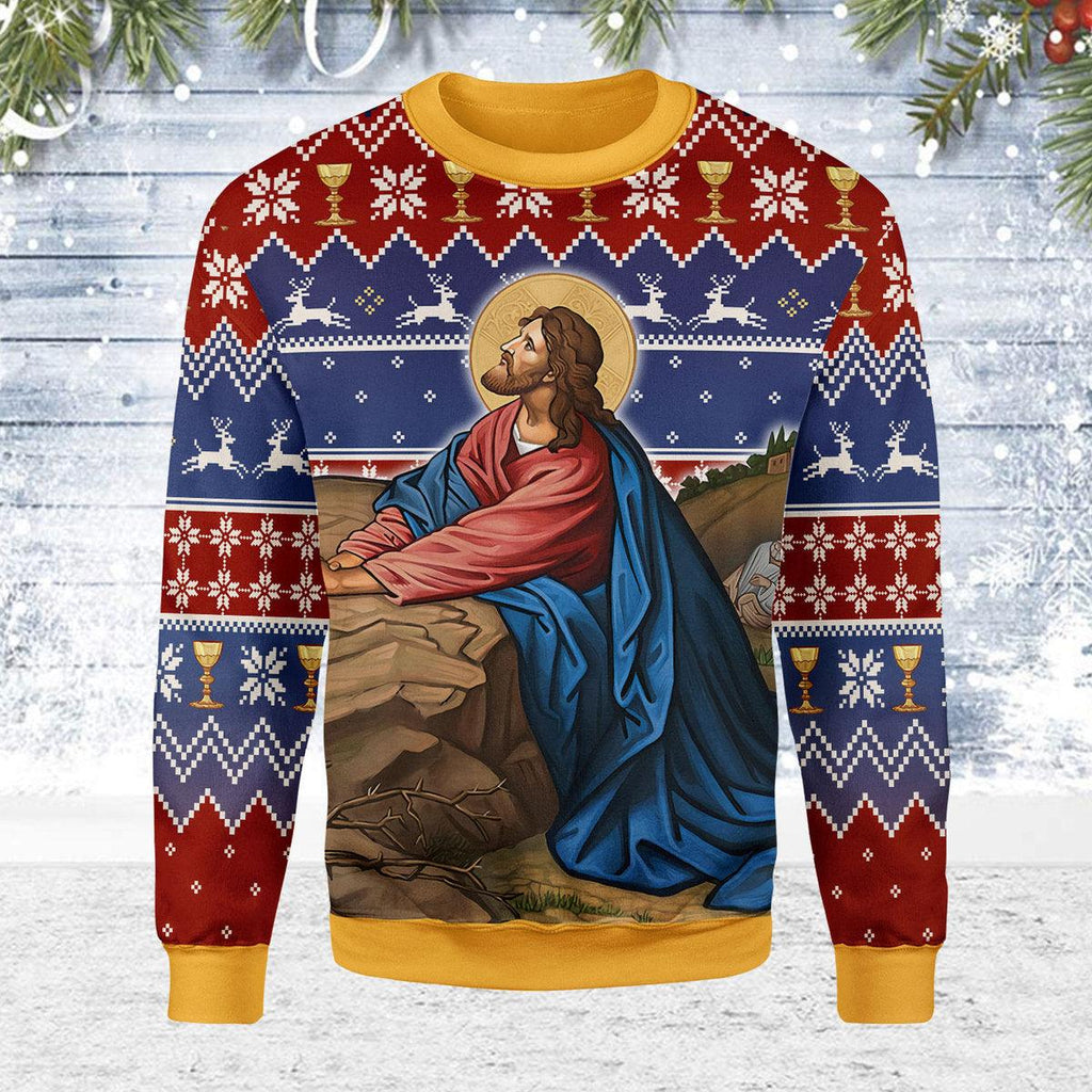 OodieGang Prayer in the Garden Artwork Christmas Sweater - OodieGang.com