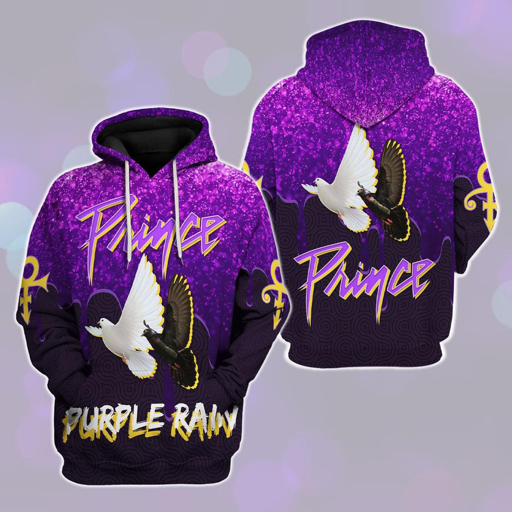 CustomsPig Purple Rain Doves Unisex Pullover Hoodie, Sweatshirt, T-Shirt - CustomsPig.com