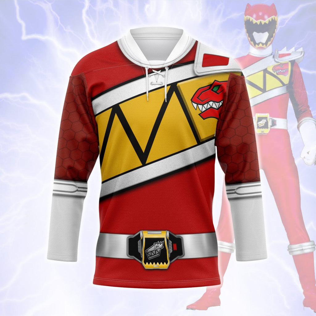 OodieGang Red Power Rangers Dino Charge Hockey Jersey - OodieGang.com