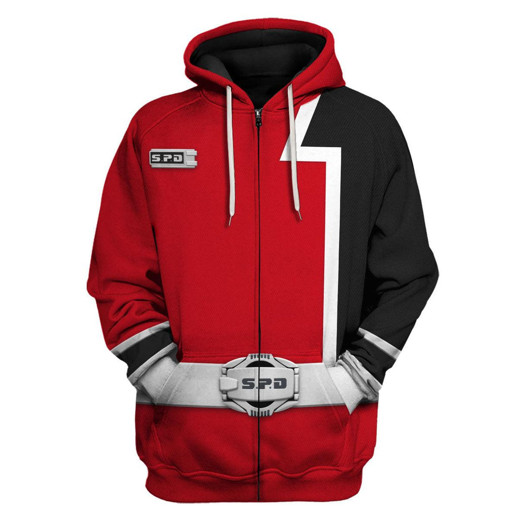 OodieGang S.P.D Red Ranger Hoodies Sweatshirt T-shirt Sweatpants Hawaiian Tracksuit - OodieGang.com