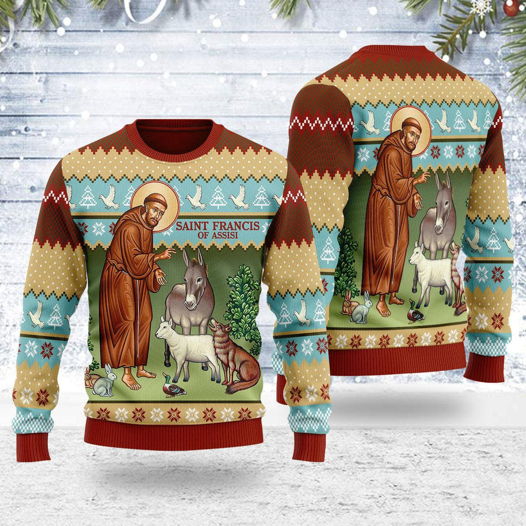 OodieGang Saint Francis and The Animals Christmas Sweater - OodieGang.com