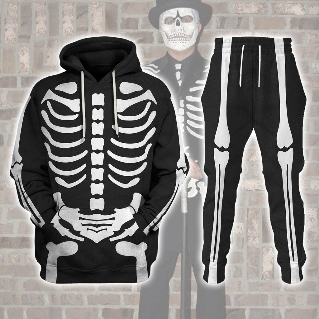 Oodiegang Skeleton Bone Print Halloween Fancy Dress Costume Hoodie Sweatshirt T-Shirt Tracksuit - Oodiegang.com