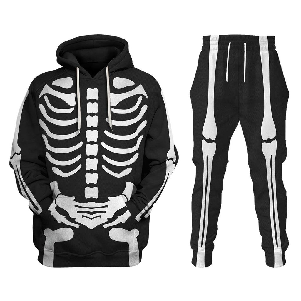 Oodiegang Skeleton Bone Print Halloween Fancy Dress Costume Hoodie Sweatshirt T-Shirt Tracksuit - Oodiegang.com