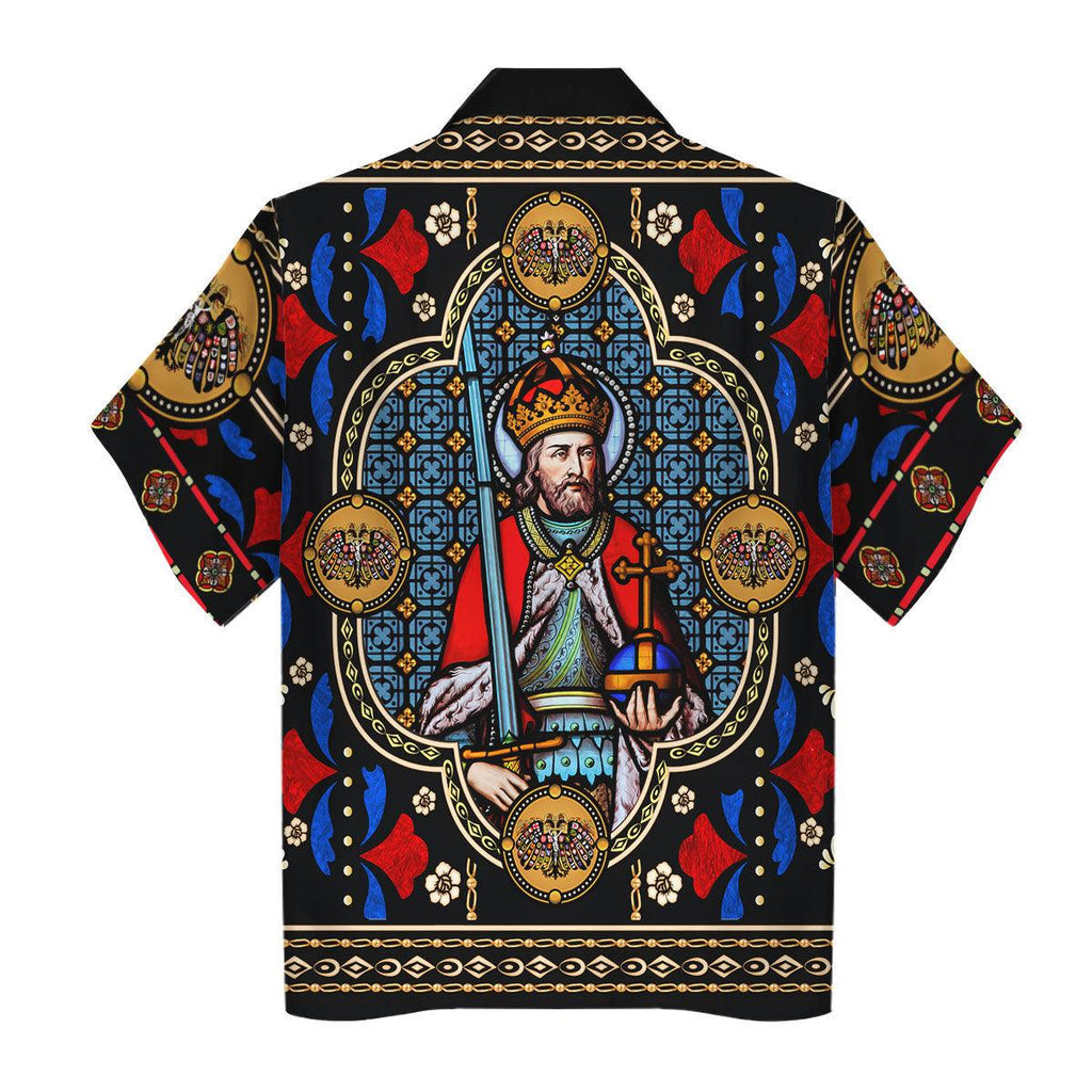 Oodiegang Stained Glass - Charlemagne Hawaiian Shirt Polo Shirt Beach short - Oodiegang.com