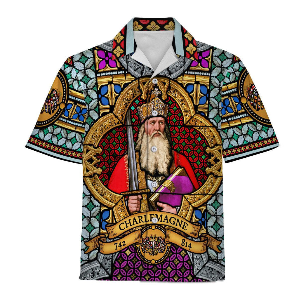 Oodiegang Stained Glass Window of Charlemagne Hawaiian Shirt Polo Shirt Beach short - Oodiegang.com