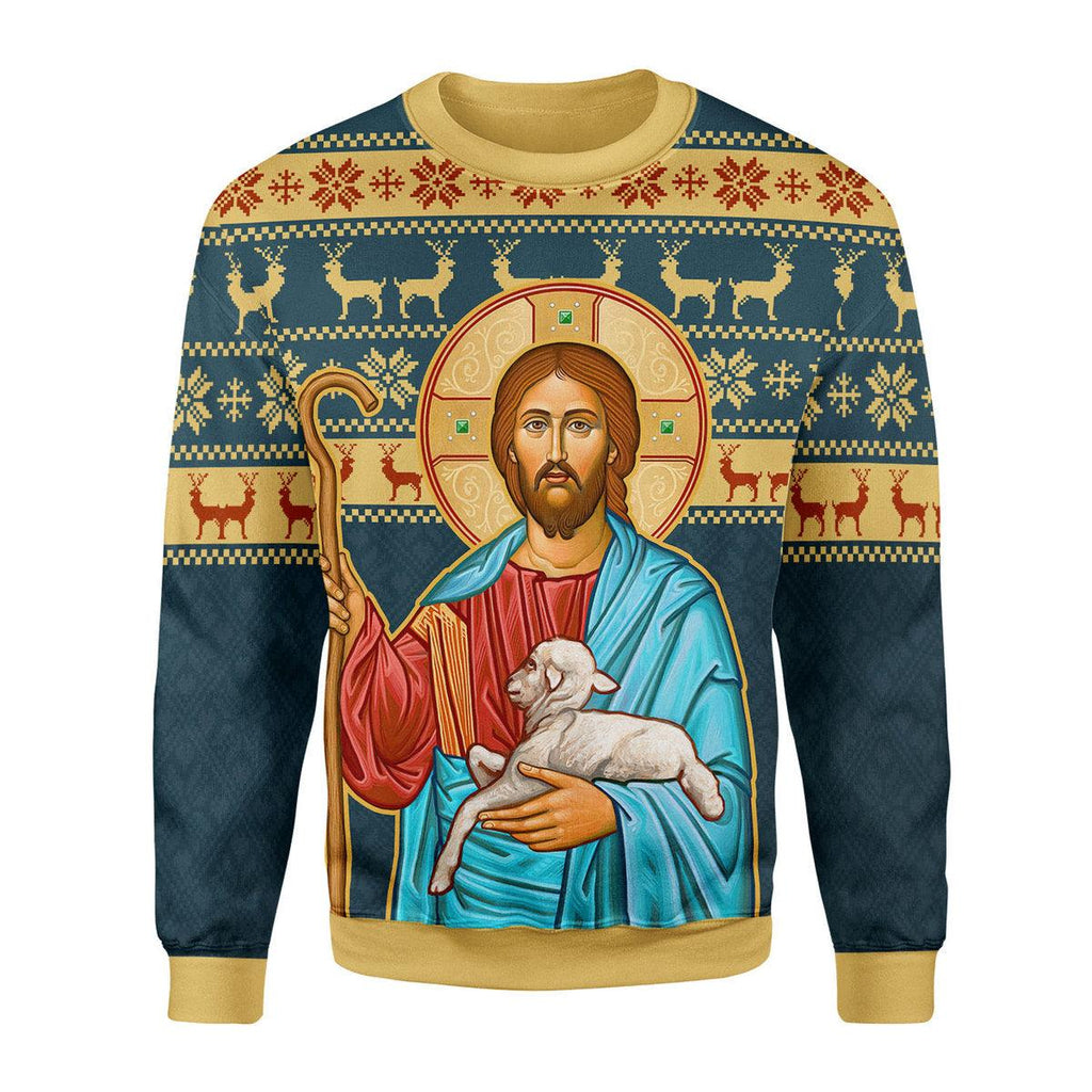 OodieGang The Good Shepherd Artwork Christmas Sweater - OodieGang.com