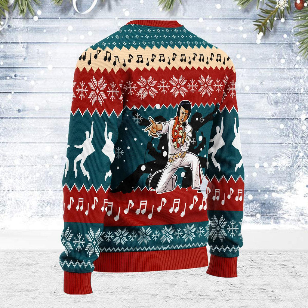 Oodiegang Who is Listening to Elvis Christmas Ugly Sweater - Oodiegang.com