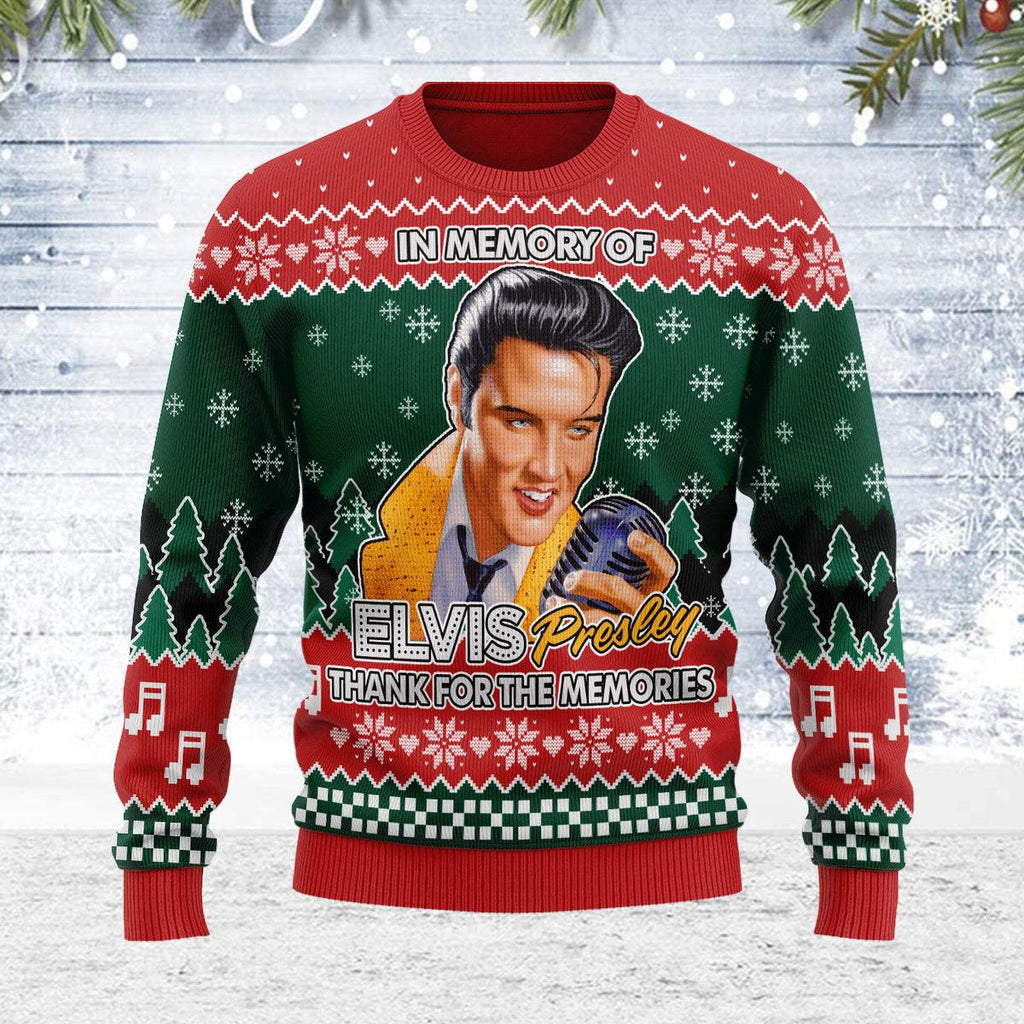 In memory of Elvis Christmas Ugly Sweater - Oodiegang.com