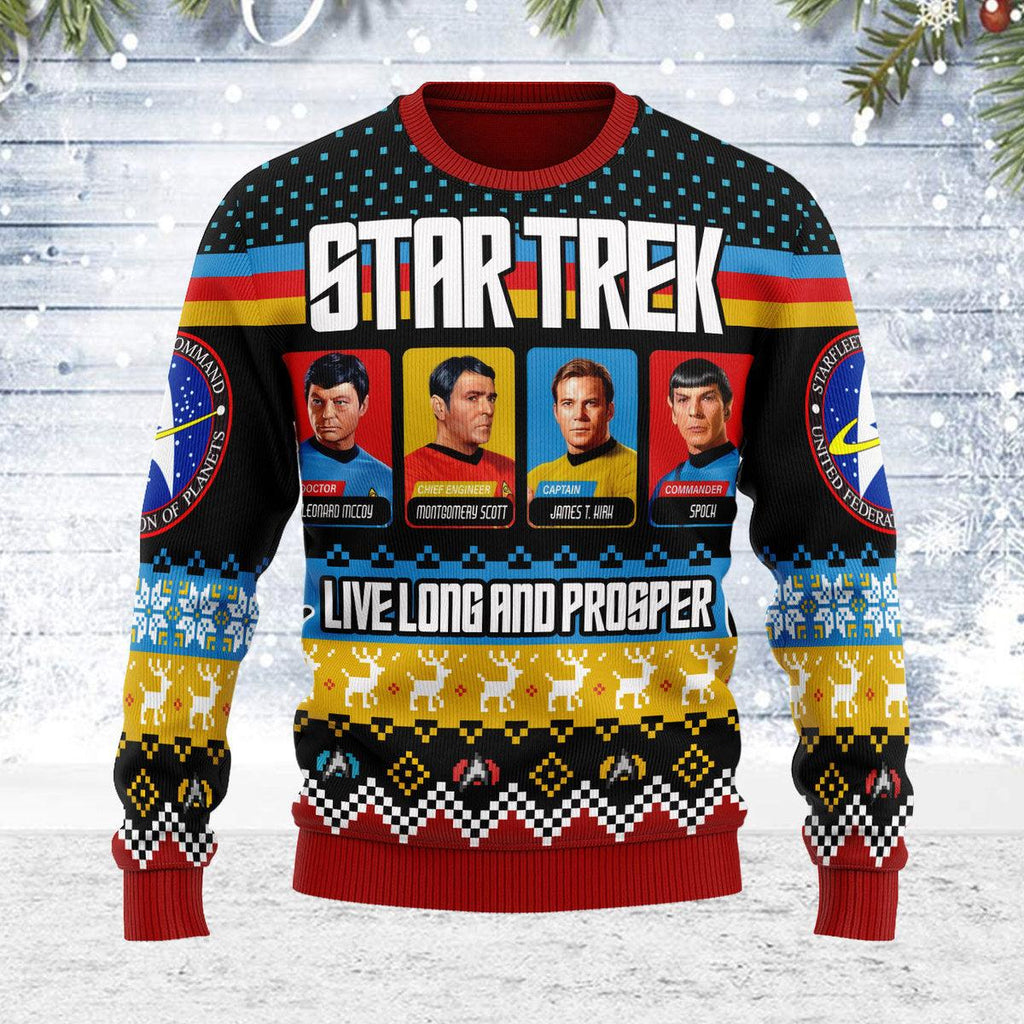 Live Long And Prosper Character Squares Christmas Sweater - OodieGang.com