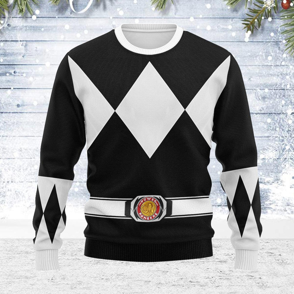 Merry Christmas Black Ranger MM Unisex Wool Sweater - OodieGang.com