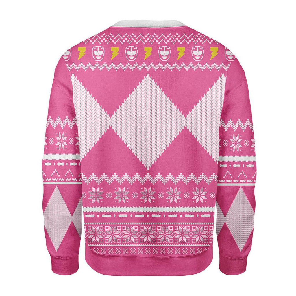 Merry Christmas OodieGang Unisex Christmas Sweater Pink Power Ranger 3D Apparel - OodieGang.com