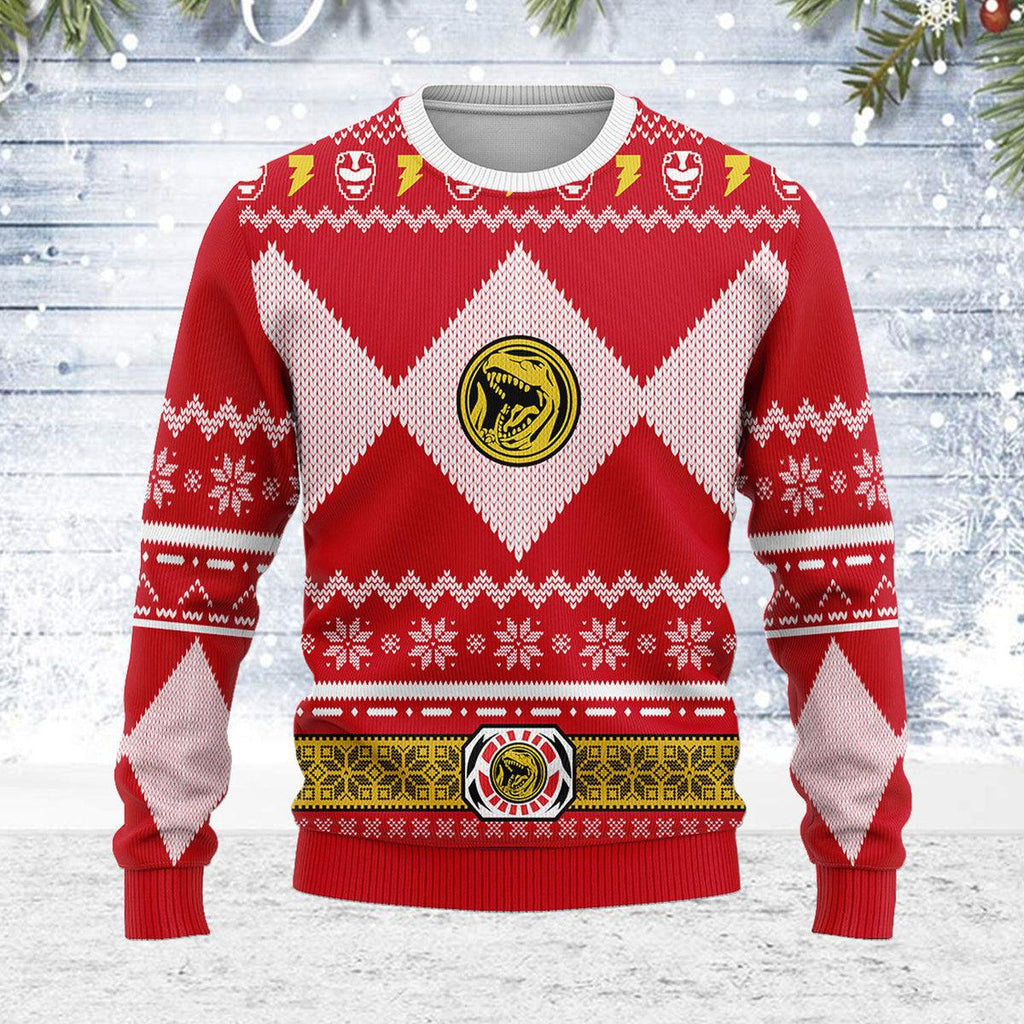 Merry Christmas OodieGang Unisex Christmas Sweater Red Power Ranger 3D Apparel - OodieGang.com