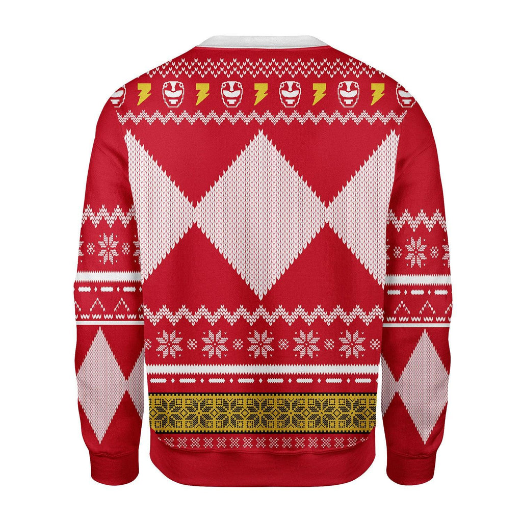 Merry Christmas OodieGang Unisex Christmas Sweater Red Power Ranger 3D Apparel - OodieGang.com