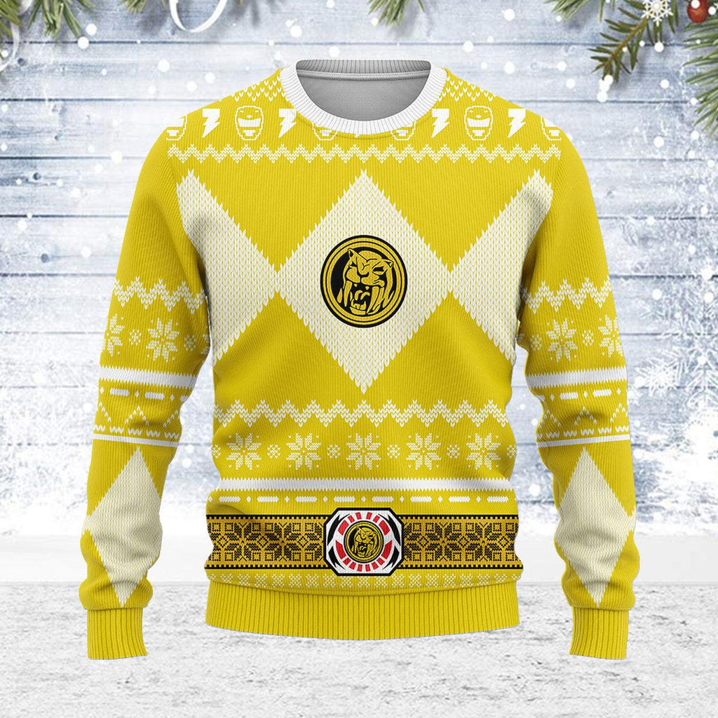 Merry Christmas OodieGang Unisex Christmas Sweater Yellow Power Ranger 3D Apparel - OodieGang.com