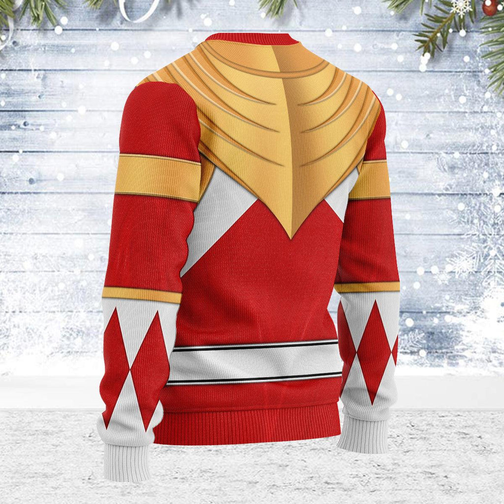 Merry Christmas Red Ranger Dragon Shield MM Unisex Wool Sweater - OodieGang.com