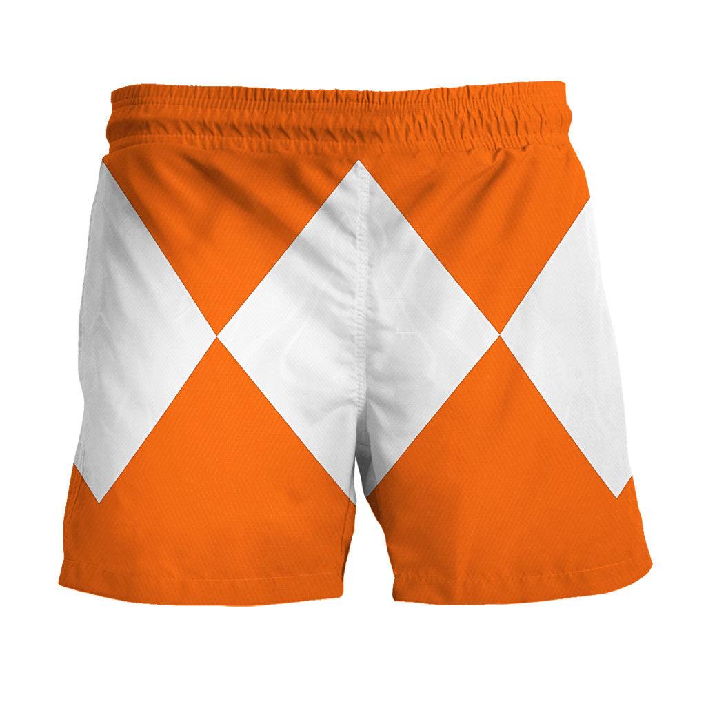 Orange Ranger Mighty Morphin Hawaiian Shirt Beach Shorts - OodieGang.com