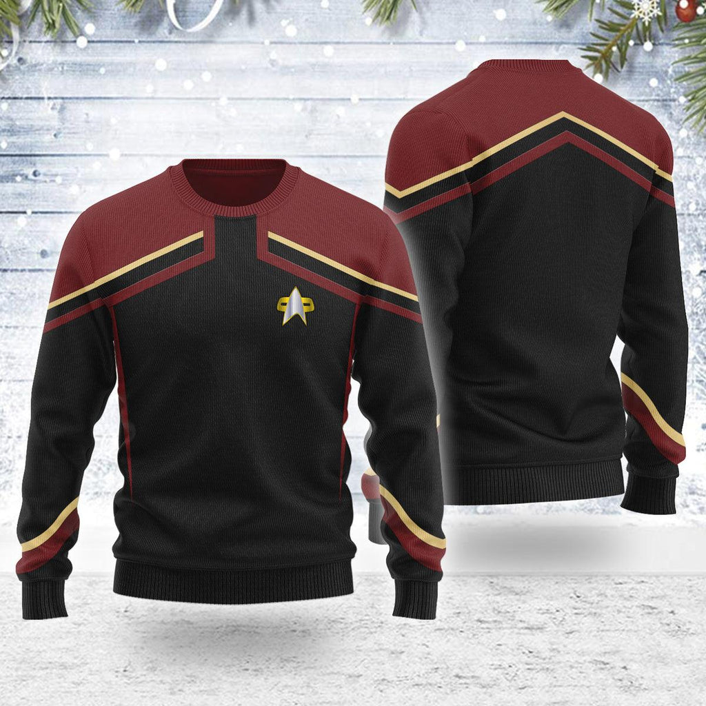 Picard Flag Officer Starfleet Uniform Circa Themed Christmas Wool Sweater - OodieGang.com