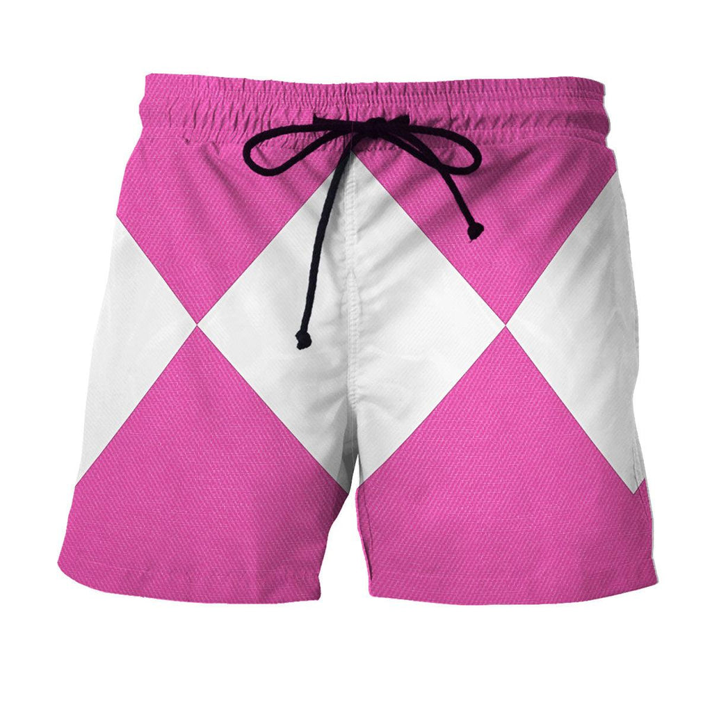 Pink Ranger Mighty Morphin Hawaiian Shirt Beach Shorts - OodieGang.com