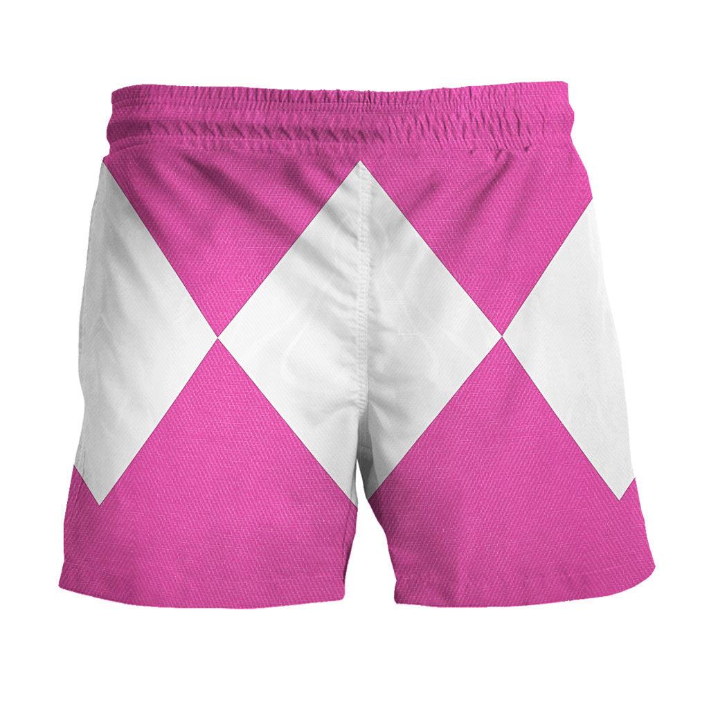 Pink Ranger Mighty Morphin Hawaiian Shirt Beach Shorts - OodieGang.com