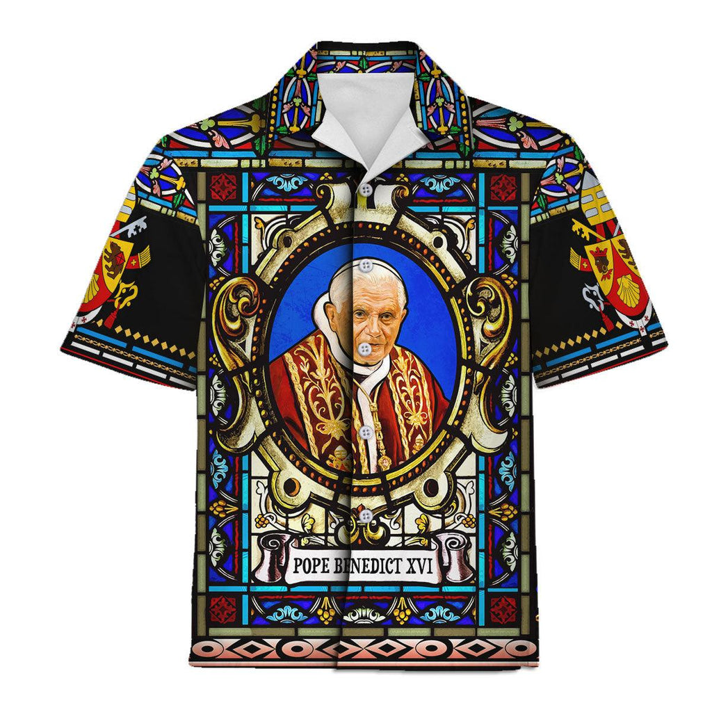 Pope Benedict XVI Stained Glass Hawaiian Shirt - OodieGang.com