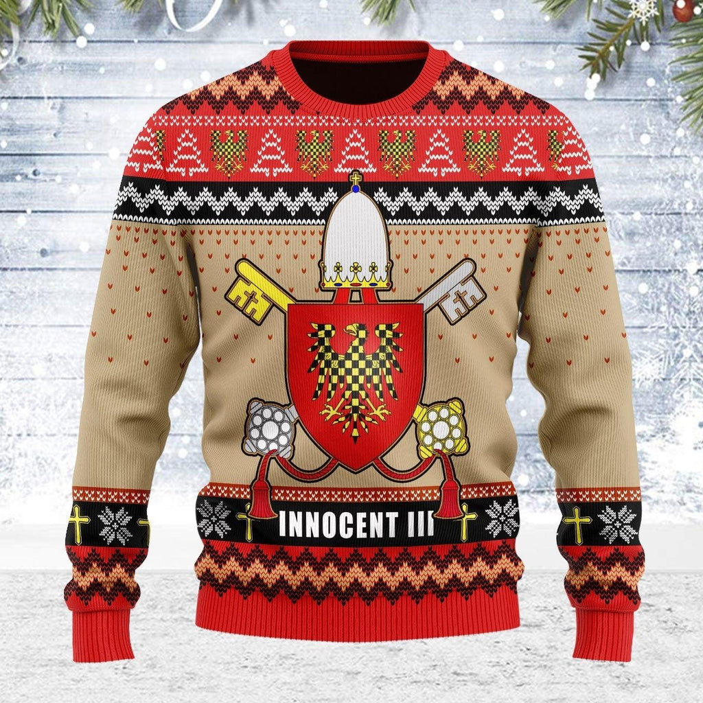 Pope Innocent III Coat of Arms Ugly Christmas Sweater - OodieGang