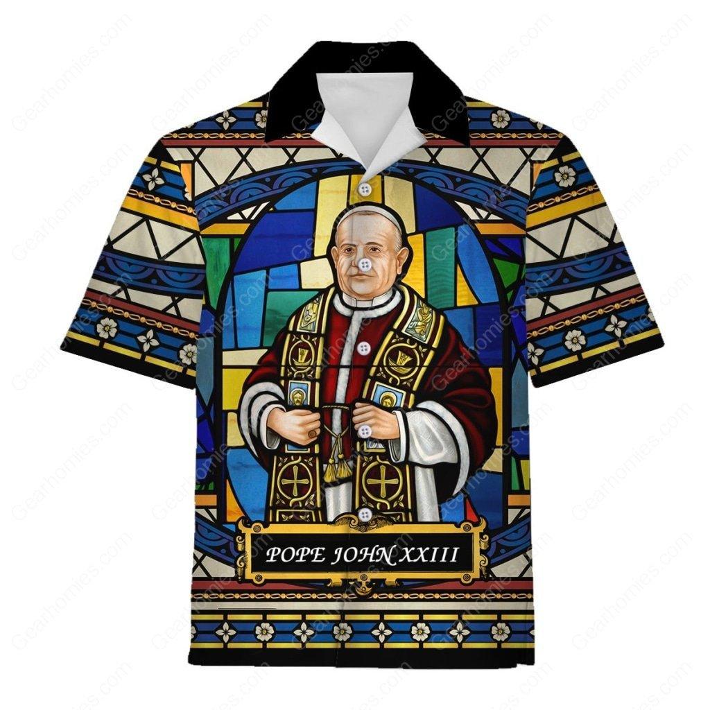 Pope John XXIII Stained Glass Hawaiian Shirt - OodieGang.com