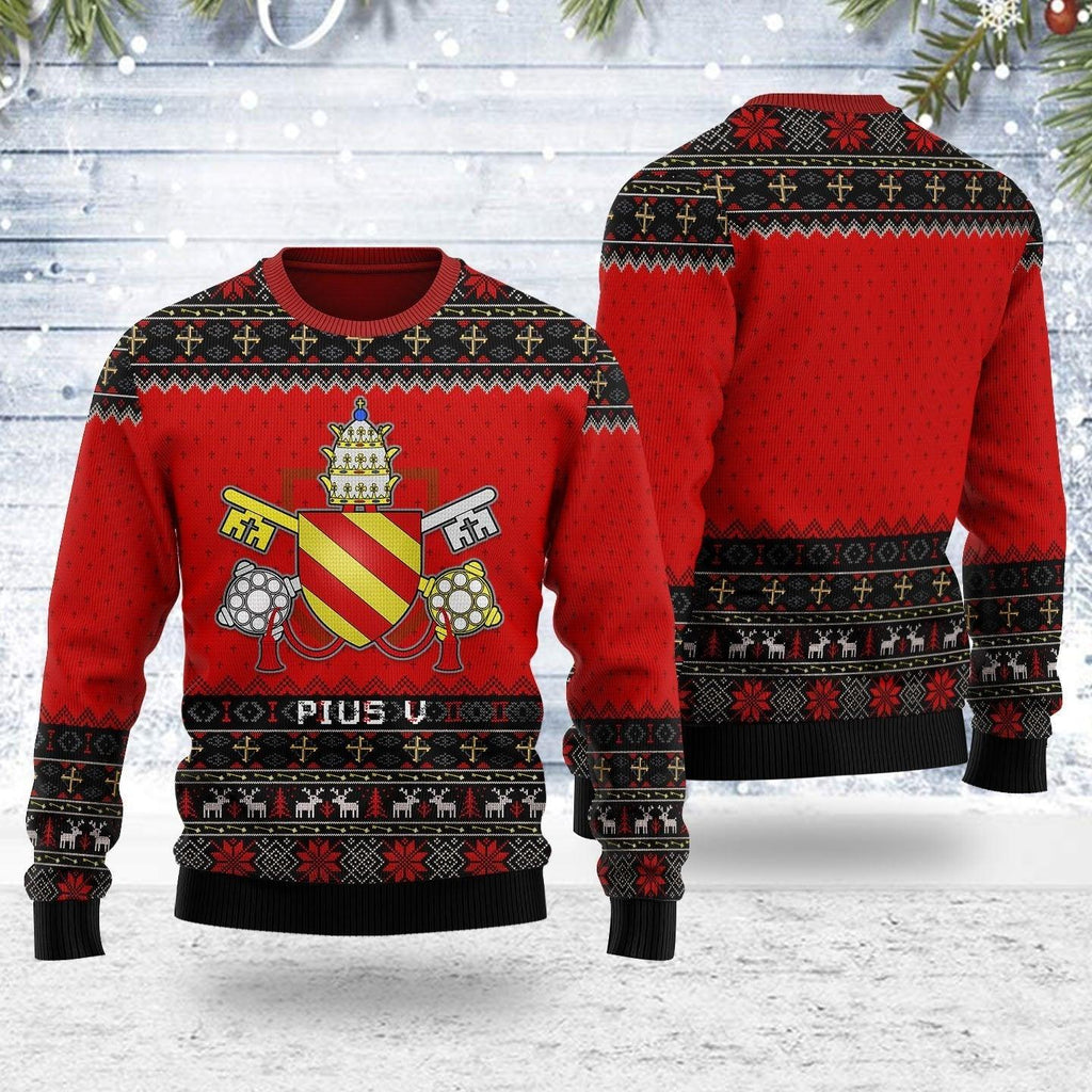 Pope Pius V Ugly Christmas Sweater - OodieGang