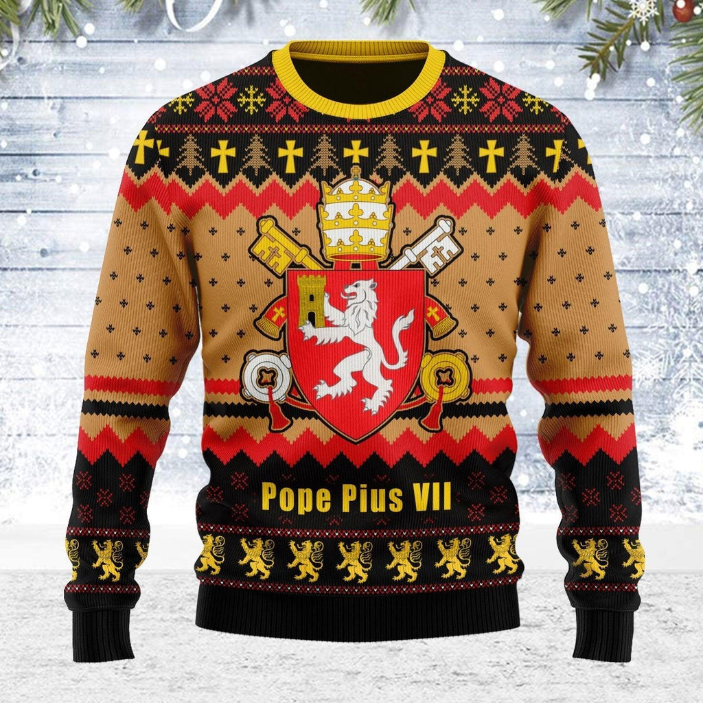 Pope Pius VIII Coat of Arms Ugly Christmas Sweater - OodieGang