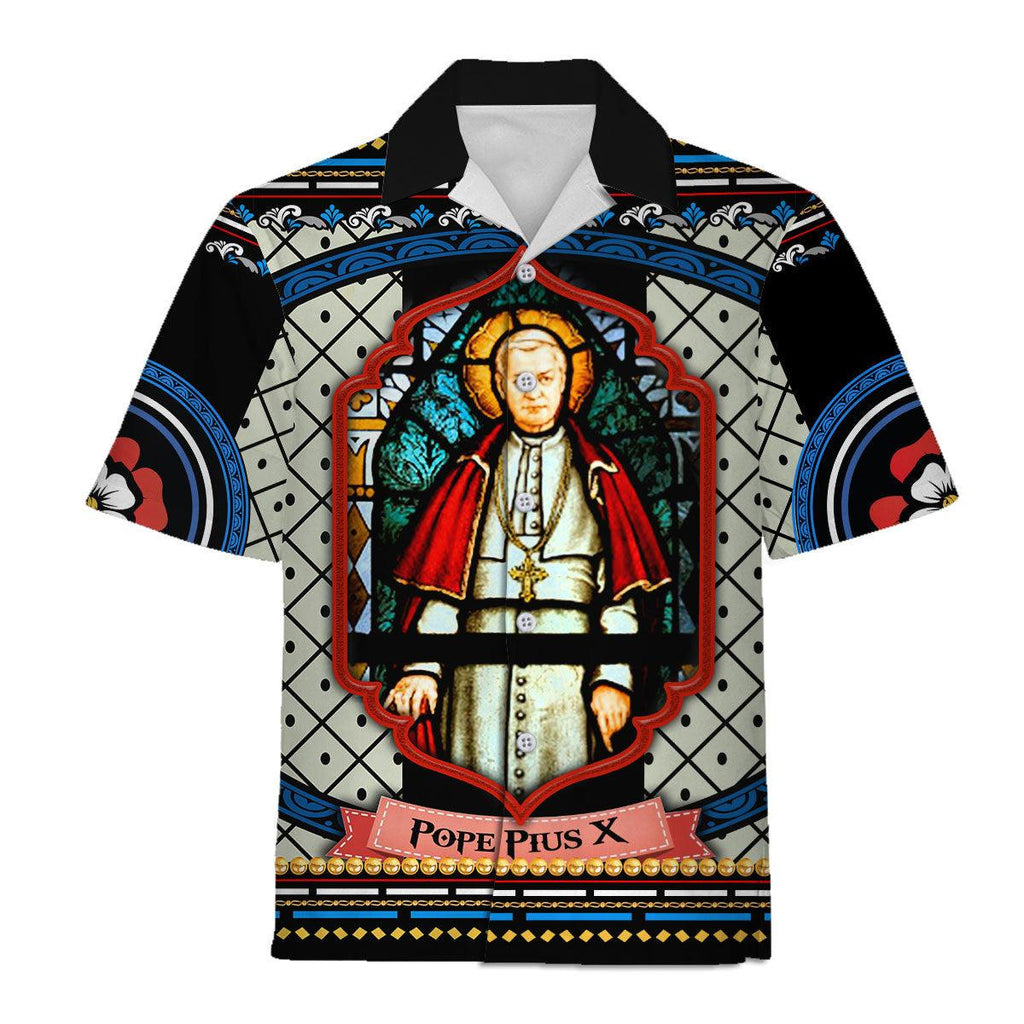 Pope Pius X Stained Glass Hawaiian Shirt - OodieGang.com