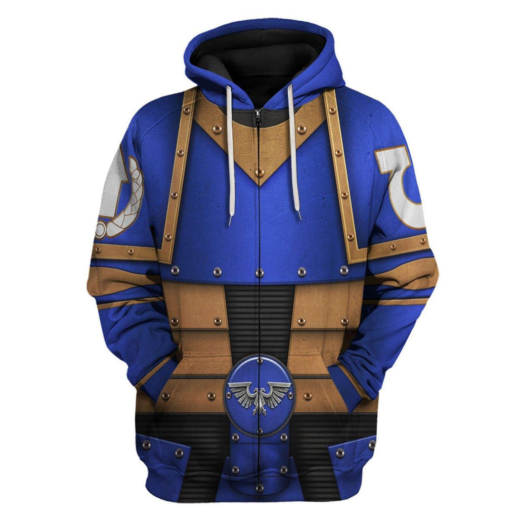 Pre-Heresy Ultramarines Legion in Mark II Crusade T-shirt Hoodie Sweatpants Cosplay - OodieGang